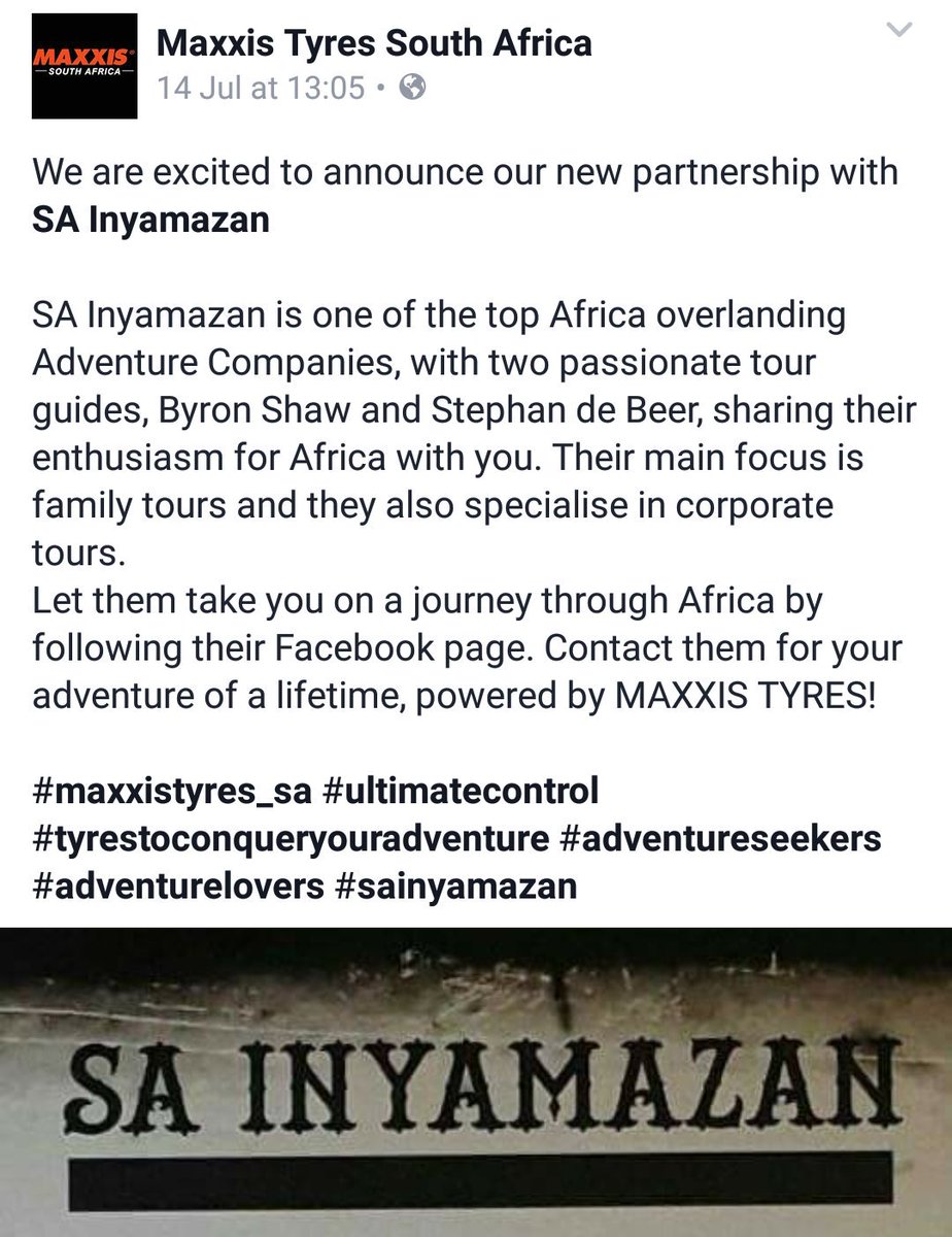 InyamazanSa's tweet photo. #maxxistyres_sa #ultimatecontrol  #inyamazansa #adventurelover https://t.co/gTVPa96Y2N