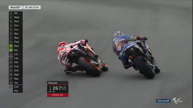 He makes the move... @marcmarquez93 leads the #GermanGP with a huge margin.
