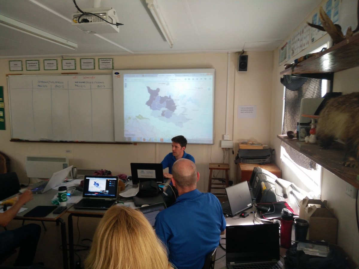 antscott's tweet image. Demoing the impressive #qgis2web #qgis plugin at @mapaction training.  Appreciative murmurings... cc. @tomchadwin