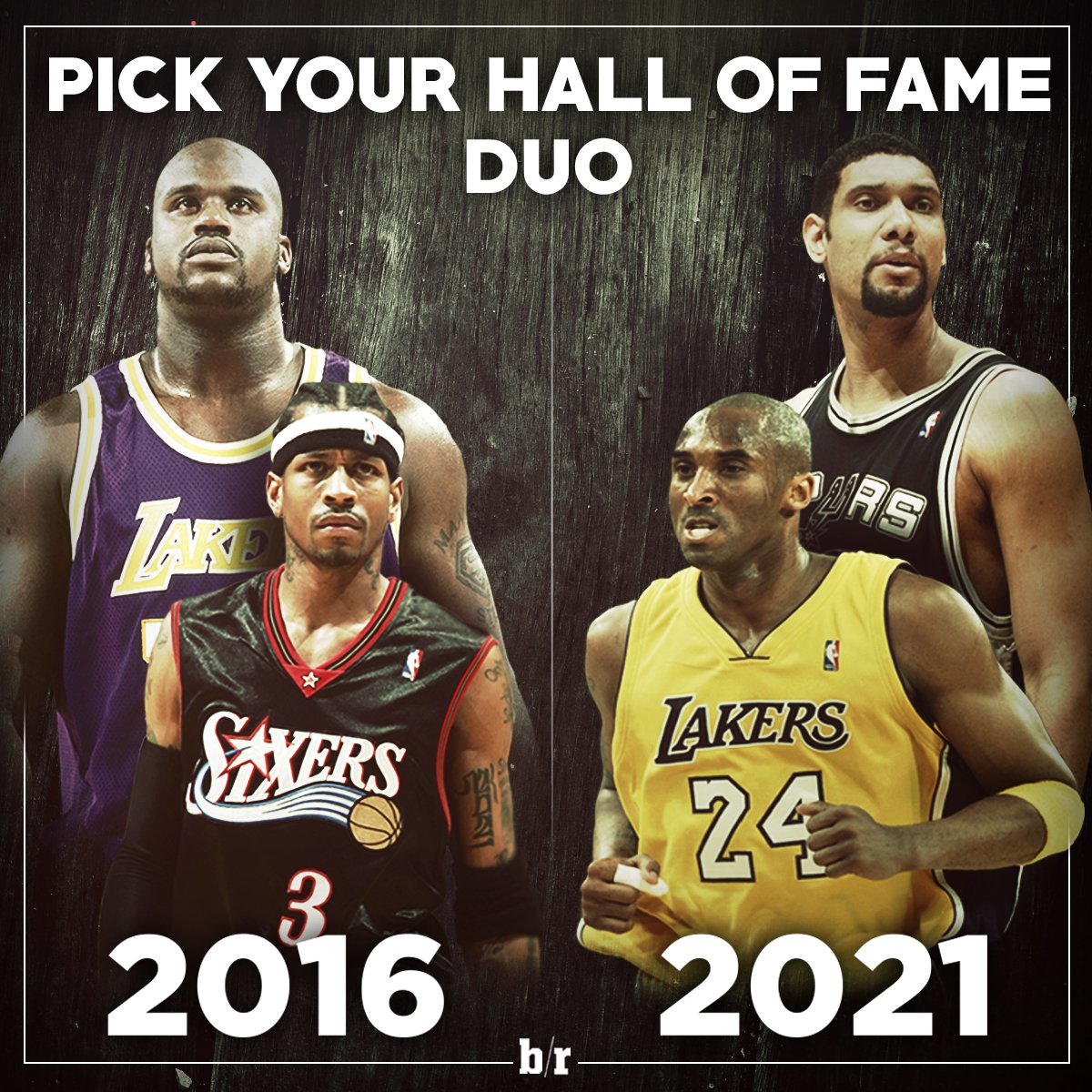 BleacherReport's tweet photo. AI-Shaq. Kobe-Duncan.

Who ya got? https://t.co/TFNiuToWy3
