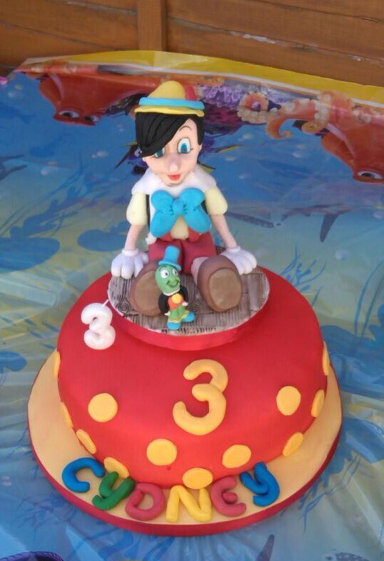 TLRKitchen's tweet image. Pinocchio cake 💜 #cake #fondant