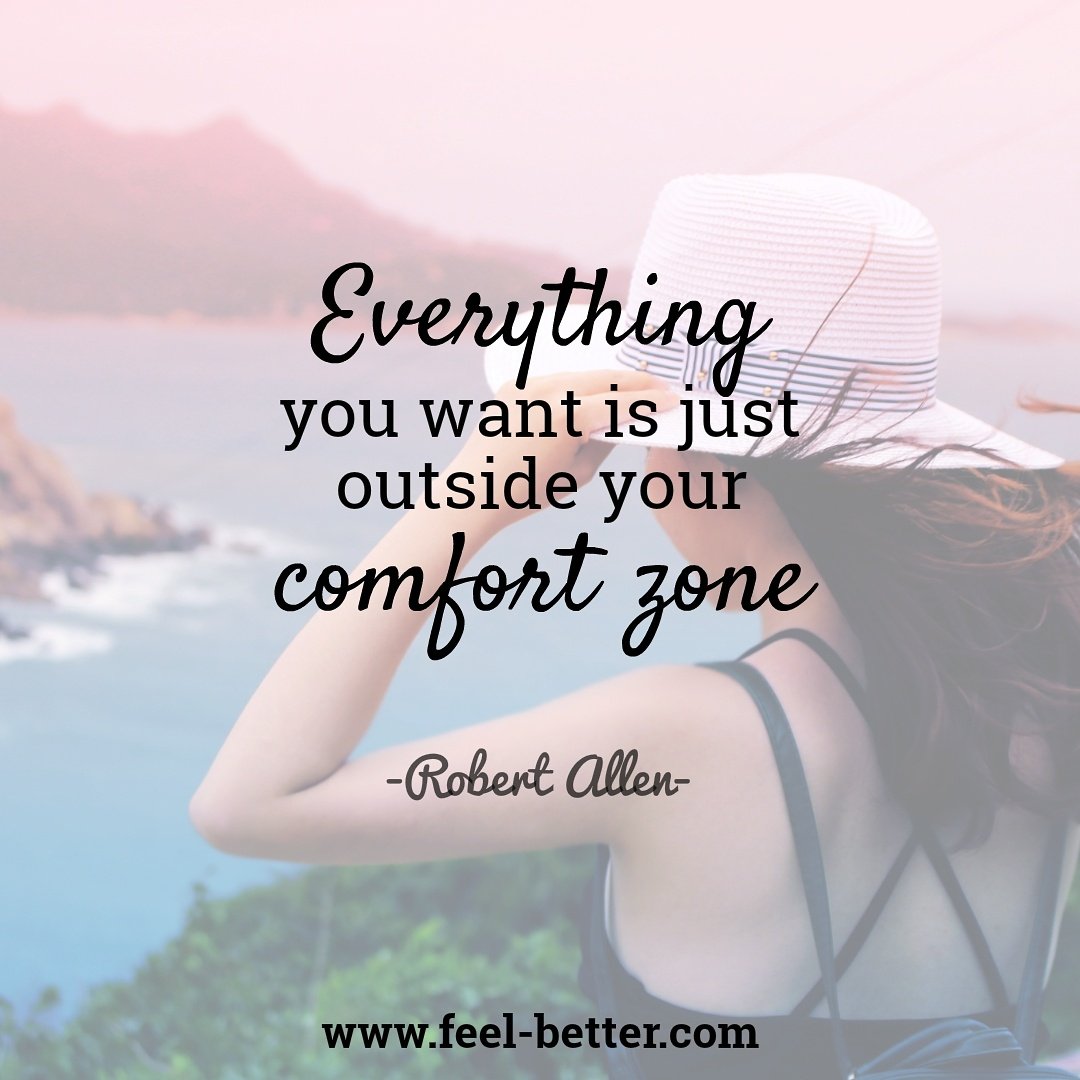Everything you want is just outside your comfort zone. Don't be afraid to  try! #quoteoftheday #motivation, image size:1080x1080