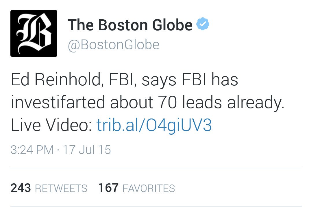 Sam_Galanis's tweet photo. One year ago today, the @BostonGlobe made the greatest typo ever. #investifarted #neverforget https://t.co/0x5MzVN1Zn