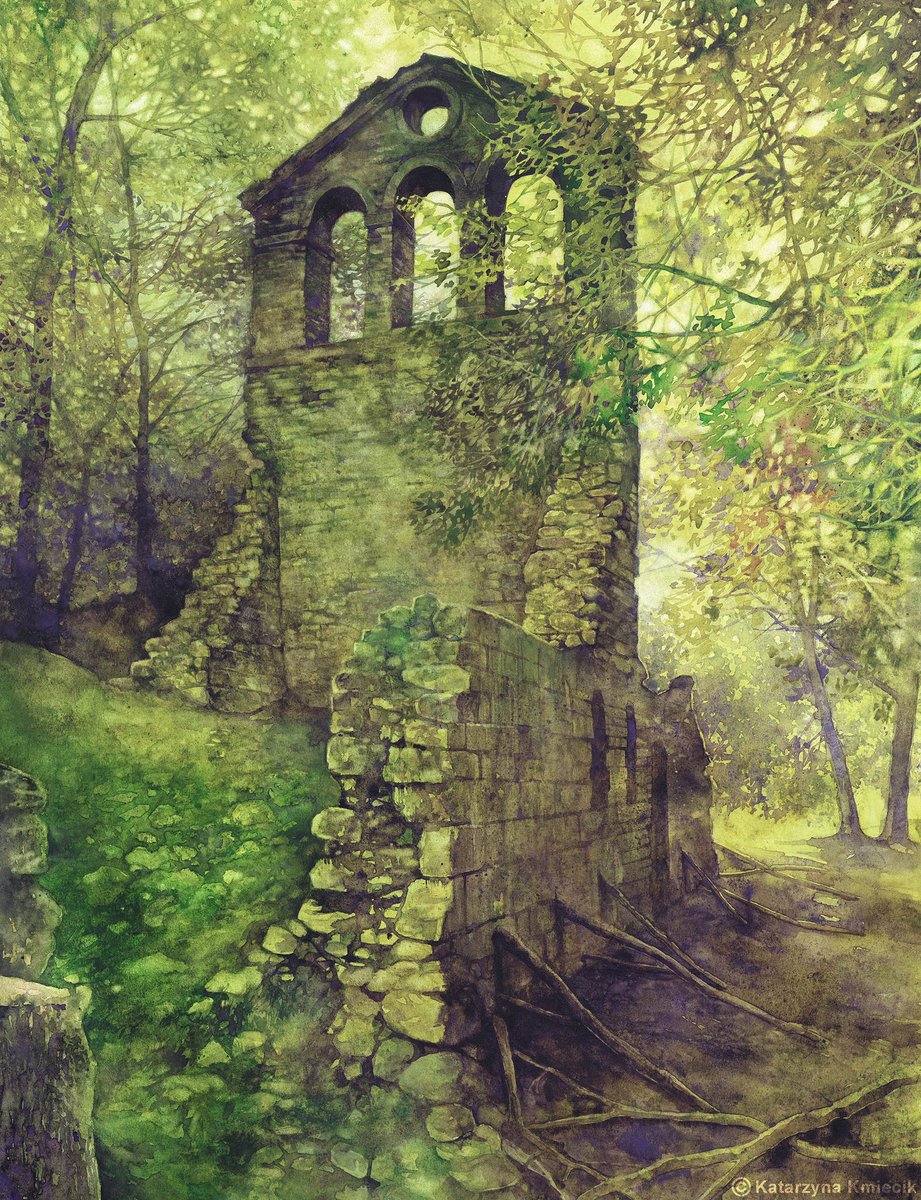 water color ruins