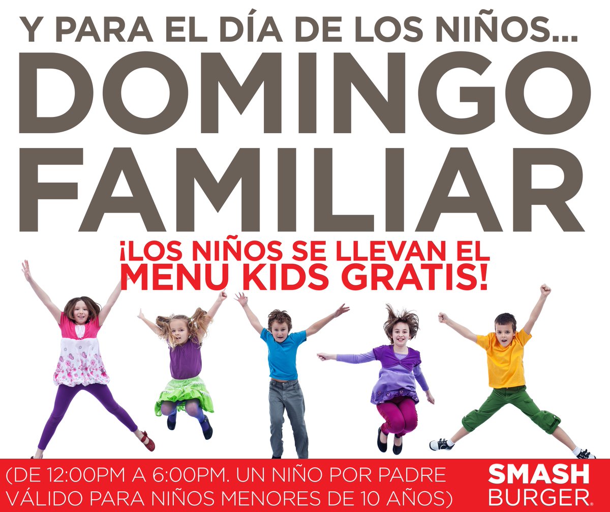 SmashburgerPTY's tweet photo. FELIZ DÍA DEL NIÑO 👏🏻 y para celebrarles su día en grande, ven a SMASH ✔️
¡Recuerda que HOY es #DomingoFamiliar! 🎉👪 https://t.co/ANq4Nkwlss