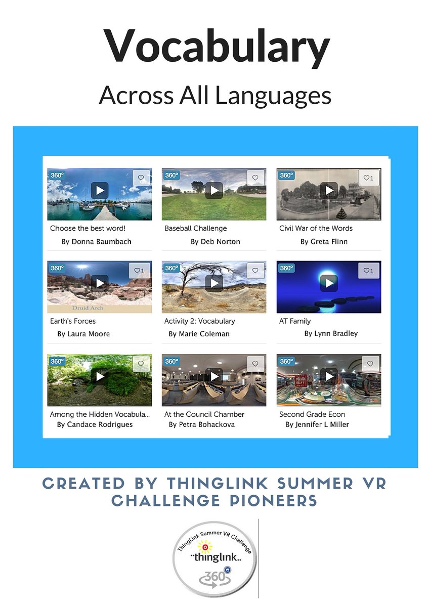 soxnevad's tweet photo. Explore these 360/VR Vocabulary Lessons! https://t.co/PQt7AgGf5H @ThingLink_EDU #TLC16 #thinglink360 #VR #eLearning https://t.co/89pdgxAhgn