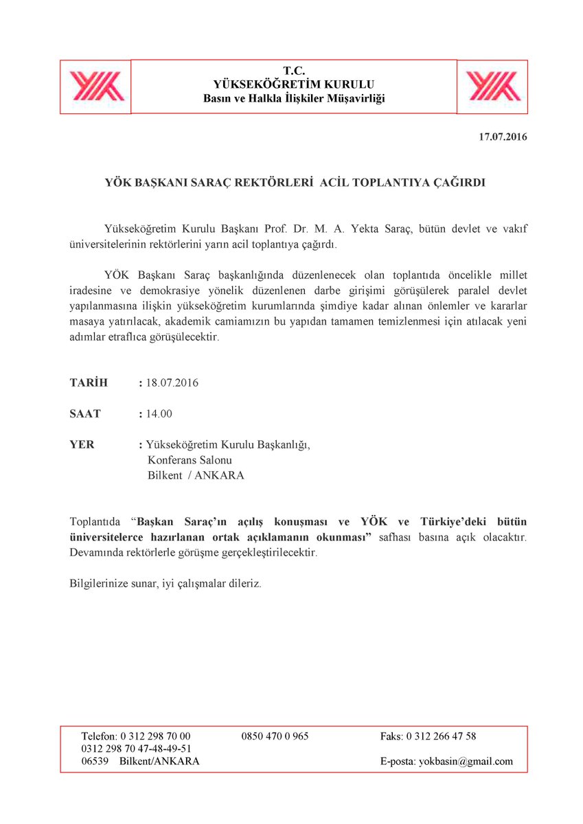 Bütün devlet ve vakıf üniversitelerimizin rektörlerini acilen toplantıya çağırdık.