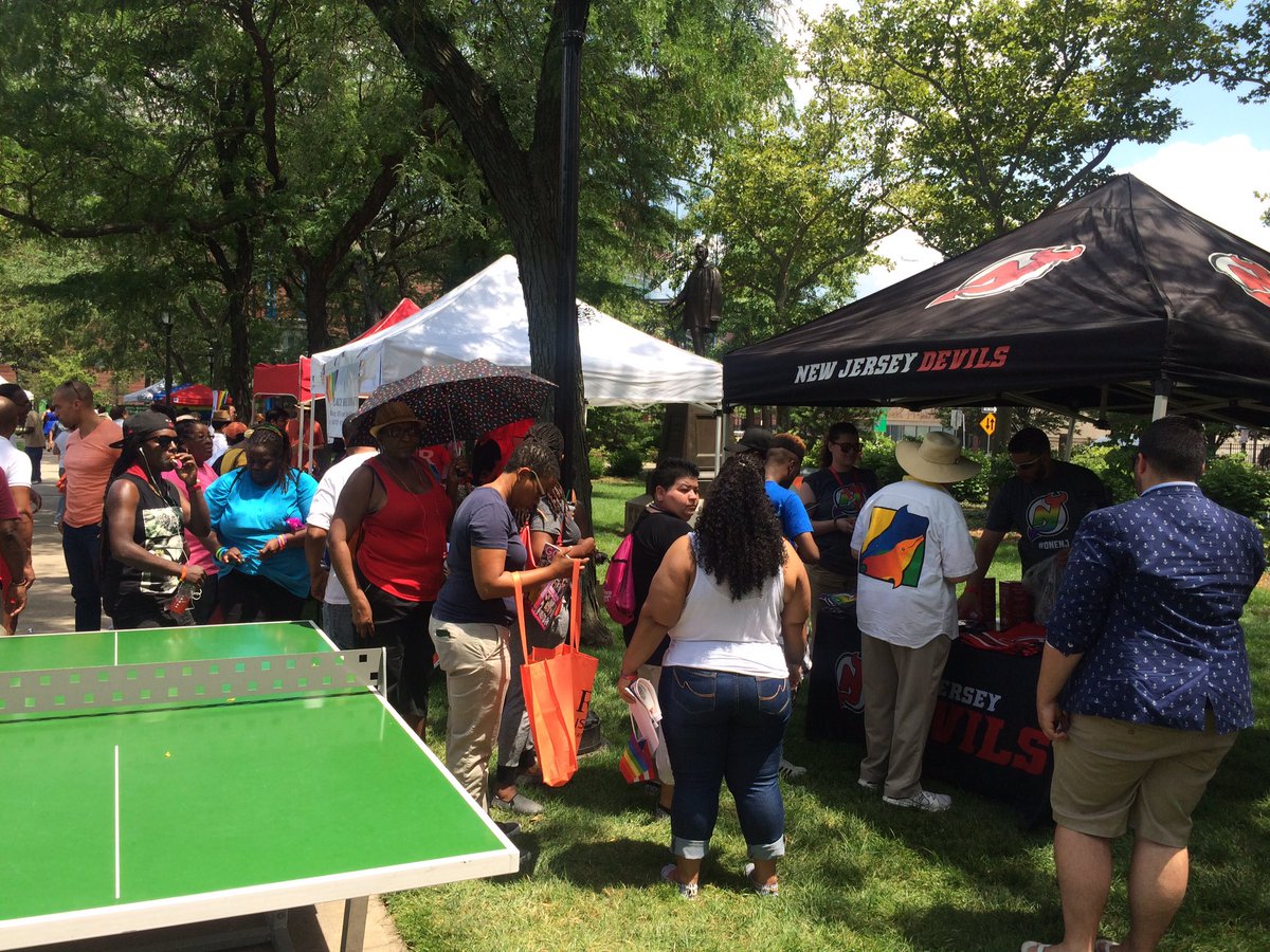 joealtenau's tweet photo. I found the most popular tent at @NewarkPride05.  Come grab some limited edition @NJDevils swag! #OneNJ https://t.co/n8aw5kXL7k