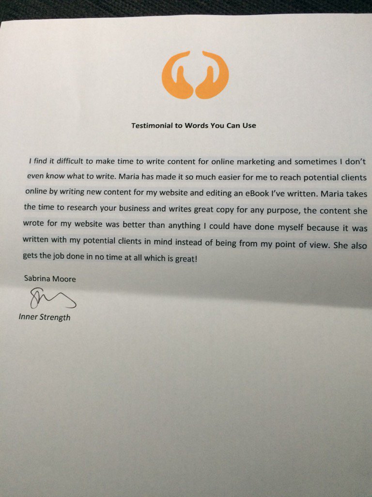 Thanks to <a href="/InnerStrengthUK/">Sabrina Downes</a> for the testimonial! 😊