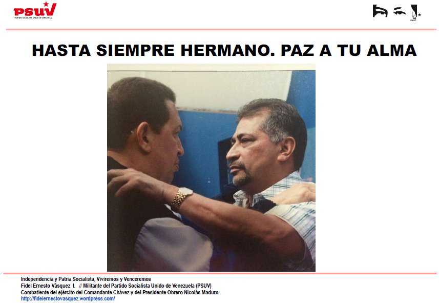 FidelVasquePSUV's tweet photo. .@NicolasMaduro .@Adan_Coromoto HASTA SIEMPRE HERMANO .@AnibalChavezF . PAZ A TÚ ALMA   https://t.co/tzv8lBKBMY https://t.co/ci7gbaj2fh