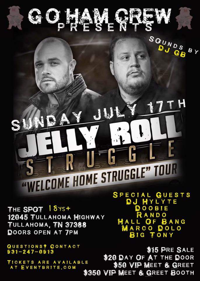 HOB615's tweet photo. Tonite we shakin life w @JellyRoll615 and @youngstrugg at The Spot in Tullahoma TN
#WeOutHere #BadApple #Slumerican https://t.co/ALnlfNnmao