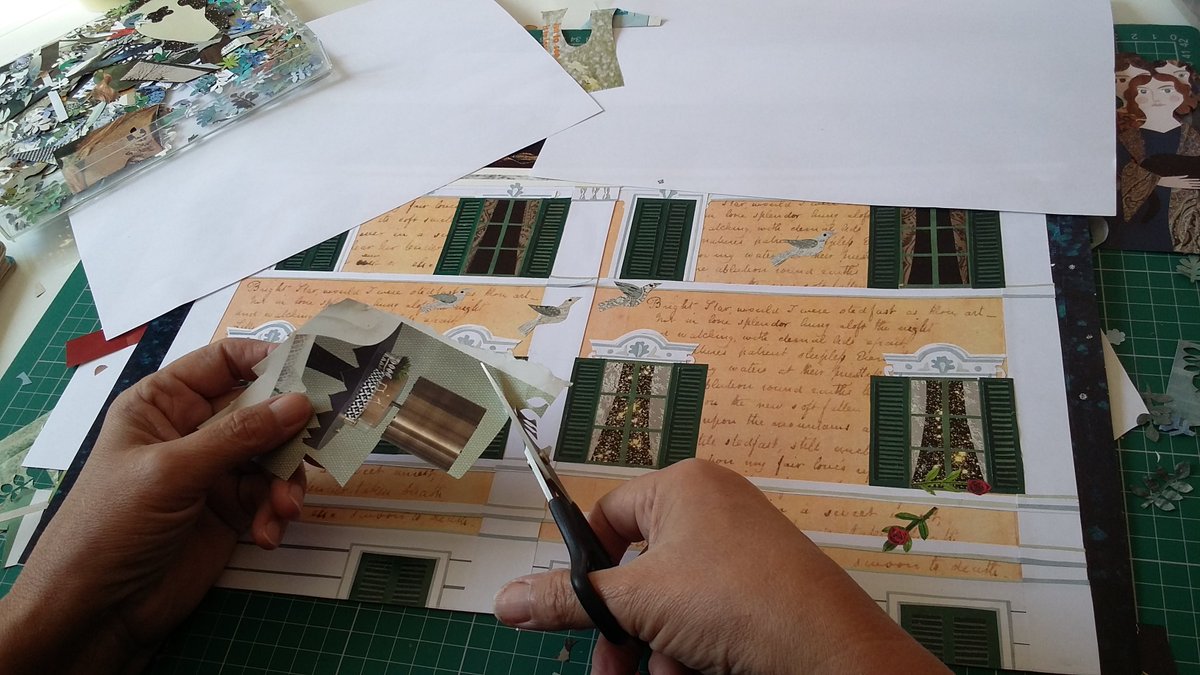 AmandaWhiteArt's tweet image. #AmandaWhiteDesign greeting cards begin life as cut paper collages, using old mags .. #handmadehour