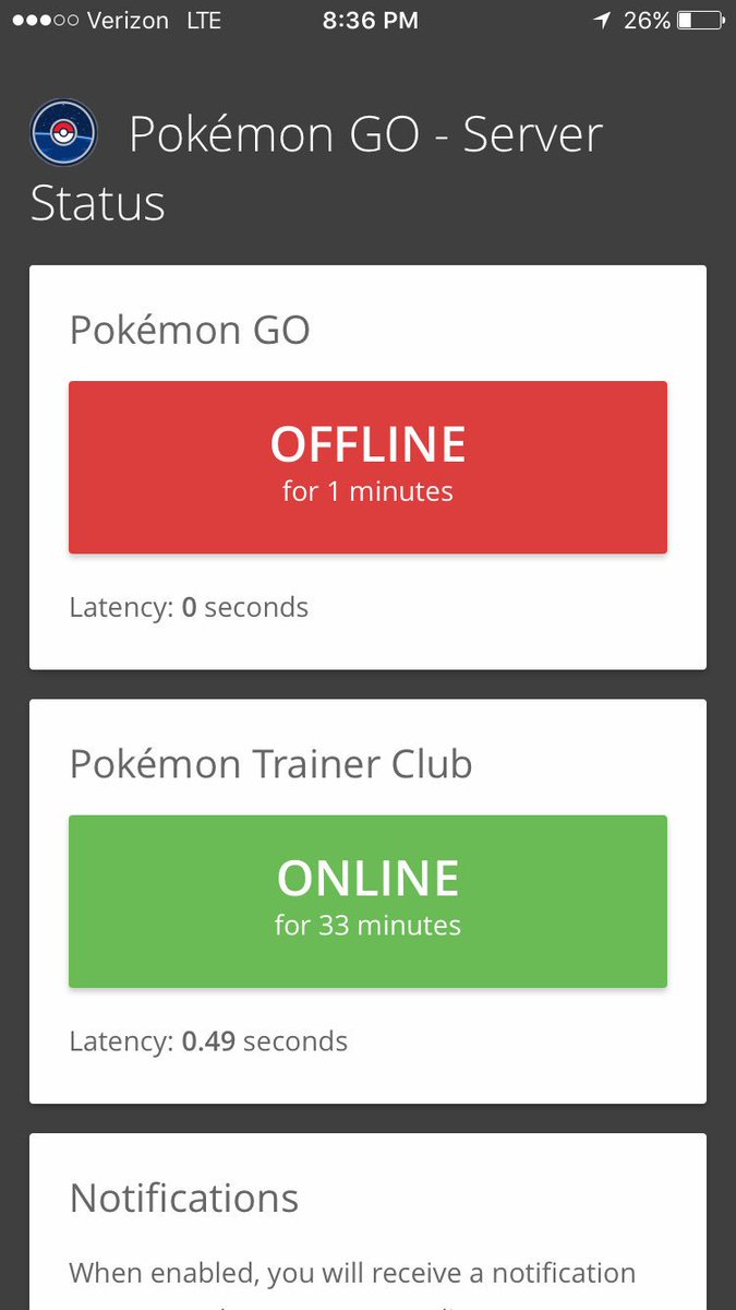 GoPokemonStatus's tweet image. #PokemonGO Servers down. STATUS: OFFLINE