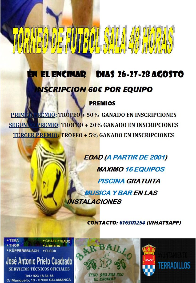 TORNEO 48 HORAS en EL ENCINAR: días 26, 27 y 28 de agosto. Infórmate en el Tfno: 616301254. Máximo 16 equipos.