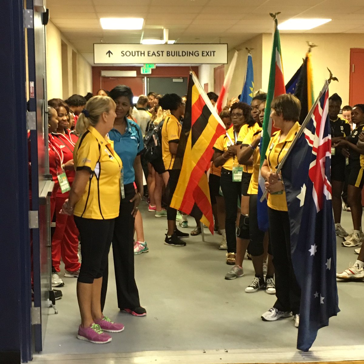 wunc2016's tweet photo. Athletes, officials and volunteers getting ready for closing ceremonies @FISUnetwork #WUCNetball2016 https://t.co/V6lJB9CYlR