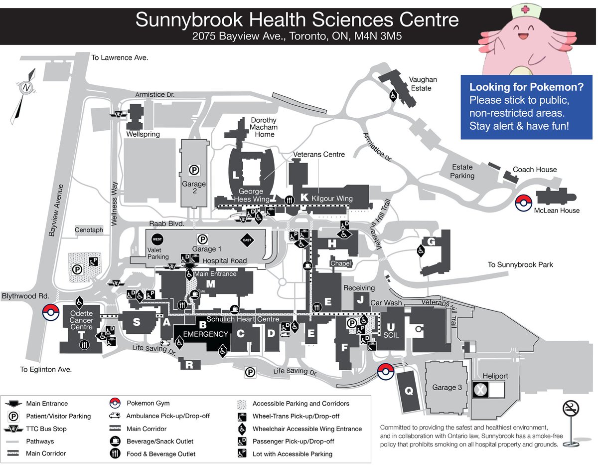 Sunnybrook Bayview Campus Map Sunnybrook Health Sciences Centre On Twitter: "To Mark The Launch Of  #Pokemongo In Canada, We Have Updated Our Hospital Map. Stay Alert & Safe!  #Pokemongocanada Https://T.co/U09Ftp6Cqf" / Twitter