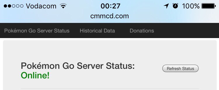 CraigMikk's tweet image. #PokemonGo #ServerStatus #PokemonGo_ZA #OnLine