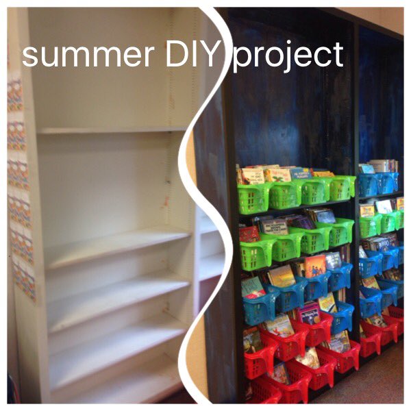 MissVetter4's tweet photo. We will write quotes from our favorite books on the edges of the book case. #chalkpaint #iteachfourth https://t.co/NZPaOGV71H