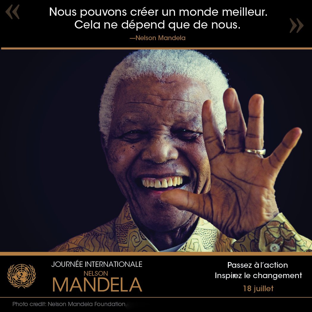 ONU_fr's tweet image. Aujourd'hui c’est la Journée Nelson Mandela: consacrez du temps à aider les autres! #MandelaDay