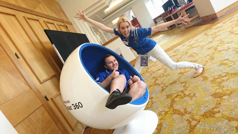 GPCityBM401's tweet photo. @rosinaversace and @mattwakeham00 enjoying the #Samsung360 chair at #Vitacon16 https://t.co/GmG7j0uOxj