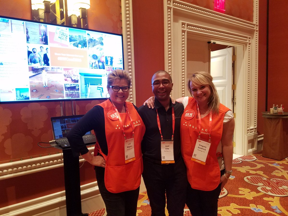 LeaLashley's tweet image. Loving our digital social screens from @Spredfast Use #RWConf2016 to see your live social feed in action @RealPage