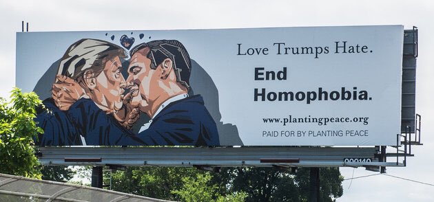 Trump and Cruz kiss on a billboard