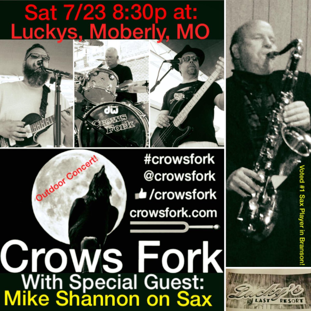 CrowsFork's tweet image. #crowsfork Sat 7/23 8:30p #moberlymo bandsintown.com/event/12205034…