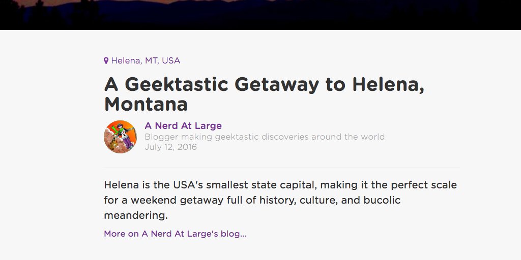 postcardtrips's tweet photo. NEW ON POSTCARD: A Geektastic Getaway to Helena, Montana via @ANerdAtLarge

https://t.co/4WSlolWMti https://t.co/rjZsHkaqqx