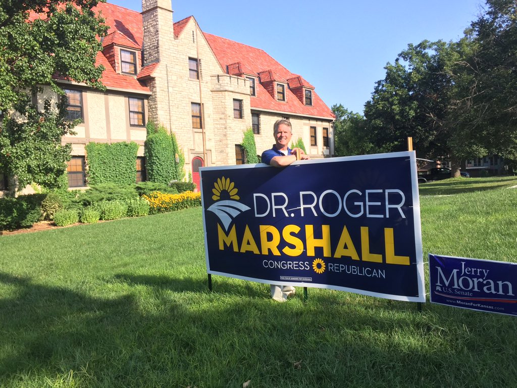 RogerMarshallMD's tweet photo. Thanks to @Beta_KSU for putting a sign in front of my old stomping grounds. 
_kai_ https://t.co/QV6vZCkD6o