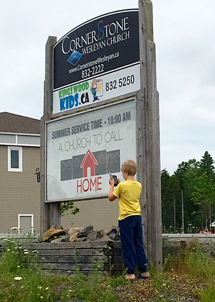 LawHealthAileen's tweet photo. Brendan happy to find a PokeStop this morning - @cornerstonehfx  is even cooler now in the eyes of a 10 yr old! https://t.co/i0GsbUZbzA