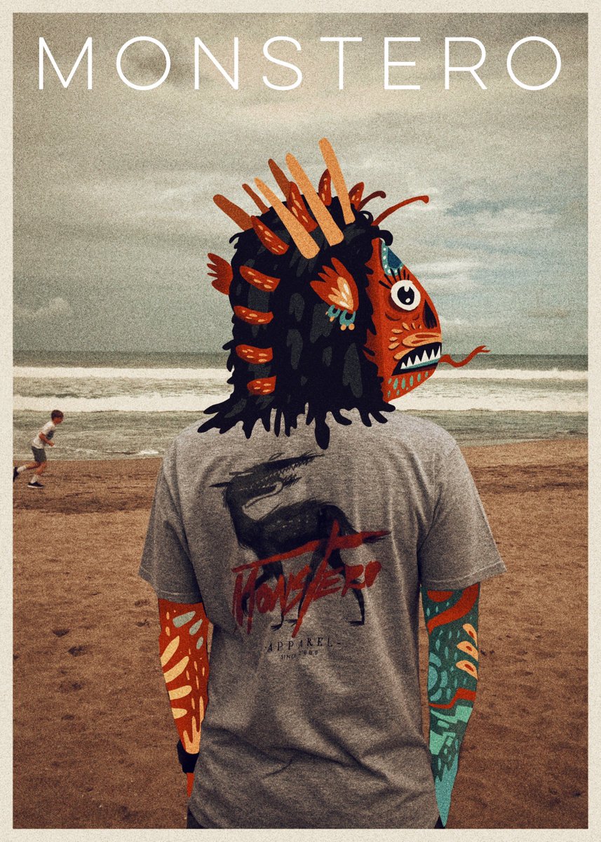 Brrr.. cold to surf. This Monster using ‘WOLF” tshirt misty grey. Contact us to order. #tshirt #apparel #monstero