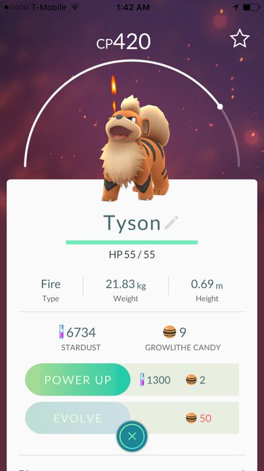 Found a 420 growlithe last night. Of course I named him Tyson. 💗🔥 https://t.co/oS47JWaTsW<a href="/tag/mistymonday"class="tags"><span>#mistymonday</span></a>