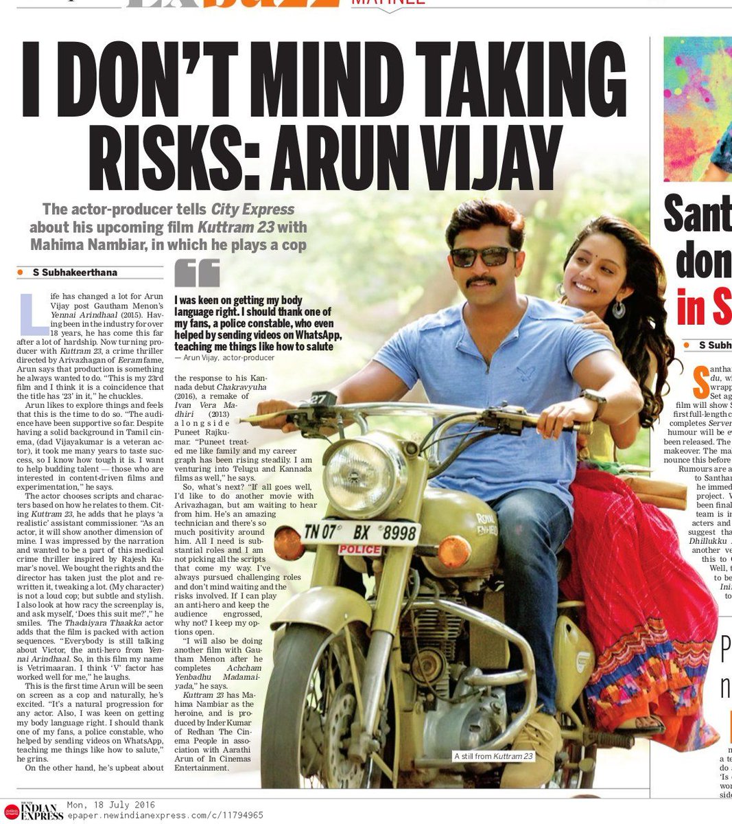 MoviesUpdatez's tweet photo. I don't mind taking risks : @arunvijayno1 --> https://t.co/mwilTfdtXR