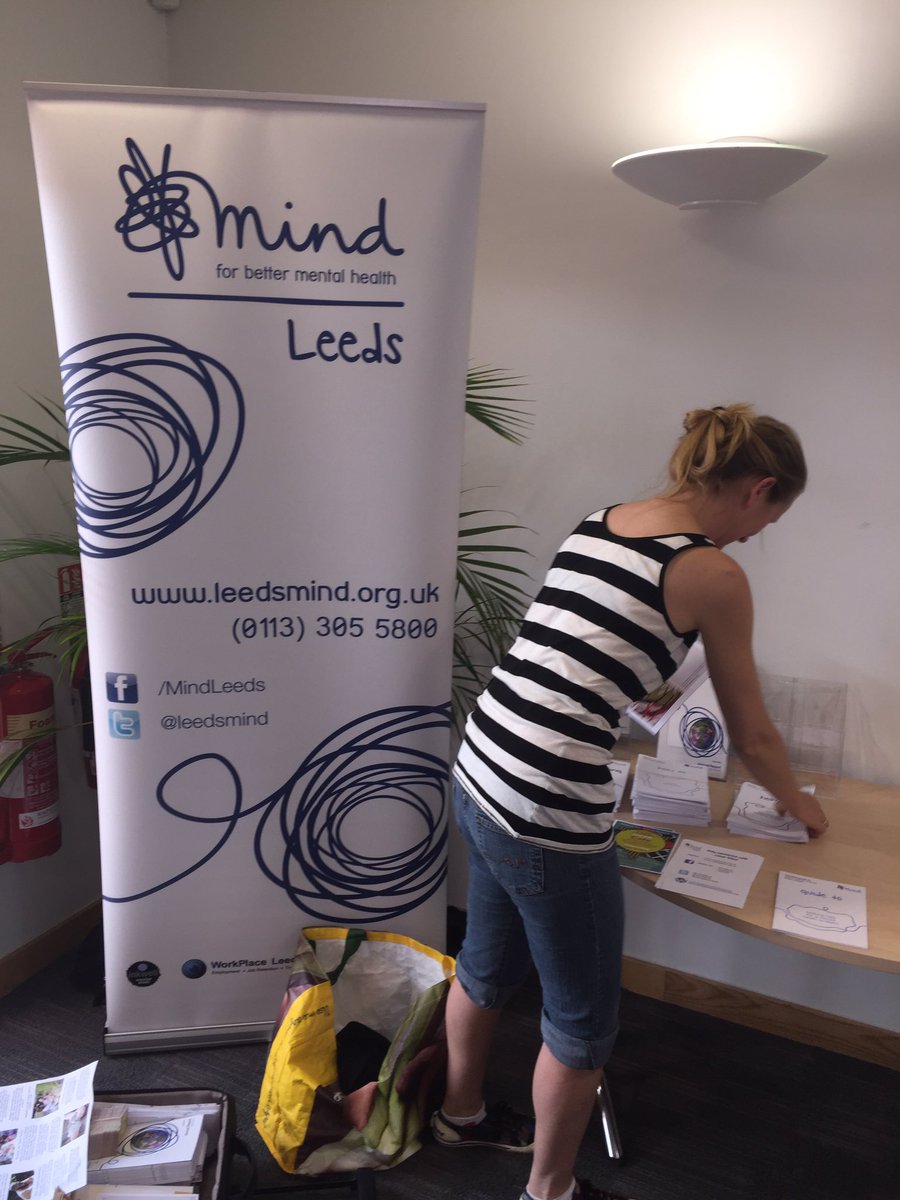 alicecob's tweet photo. @MindCharity setting up at the #meetingofmindsdcp event in leeds! Promises to be a great day #expertsbyexperience https://t.co/doyAaO6iXs