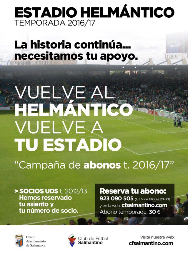 SalamancaCFUDS's tweet photo. ¿Te ilusiona el proyecto del Estadio, compartes nuestros valores, quieres ser parte de ello? https://t.co/yaOnWJOlWG https://t.co/QCE0idamSU