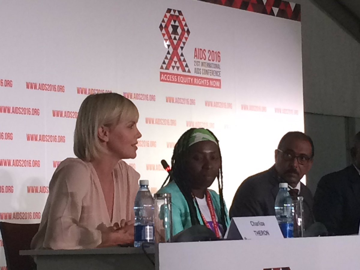 "Until we engage &amp; empower young people nothing will change," <a href="/CharlizeAfrica/">Charlize Theron</a> at #AIDS2016 opening press conference