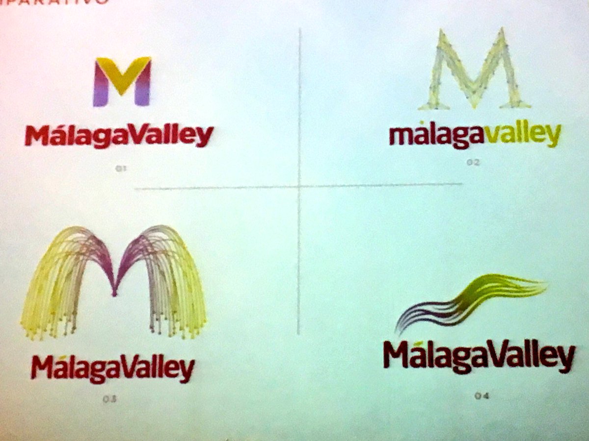 jmvass's tweet photo. @gonberro de @grupoberro en @MalagaValleyES : presenta 4 propuestas para un nuevo logo, más votadas la 1 y la 4 https://t.co/NbW6FuLDPX