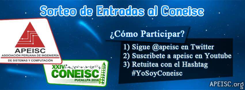APECIT's tweet photo. Participa del sorteo de la entrada al @CONEISC2016 
#YoSoyConeisc https://t.co/XAAvflft0D