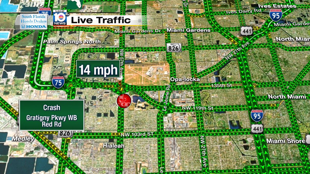 Crash on Gratigny Pkwy WB & Red Rd #TRAFFIC #MIAMI https://t.co/WQPAi4TVrS