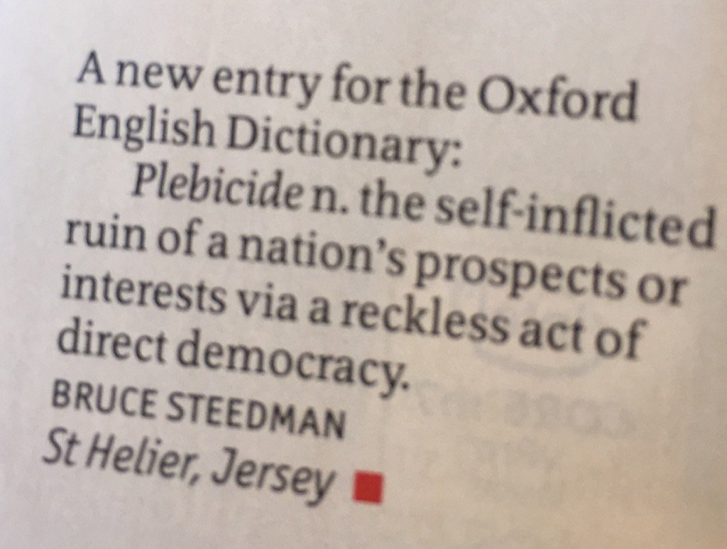 RoseUnwin's tweet photo. Perfect letter in @TheEconomist.

Plebicide. https://t.co/ddTcwQQcud