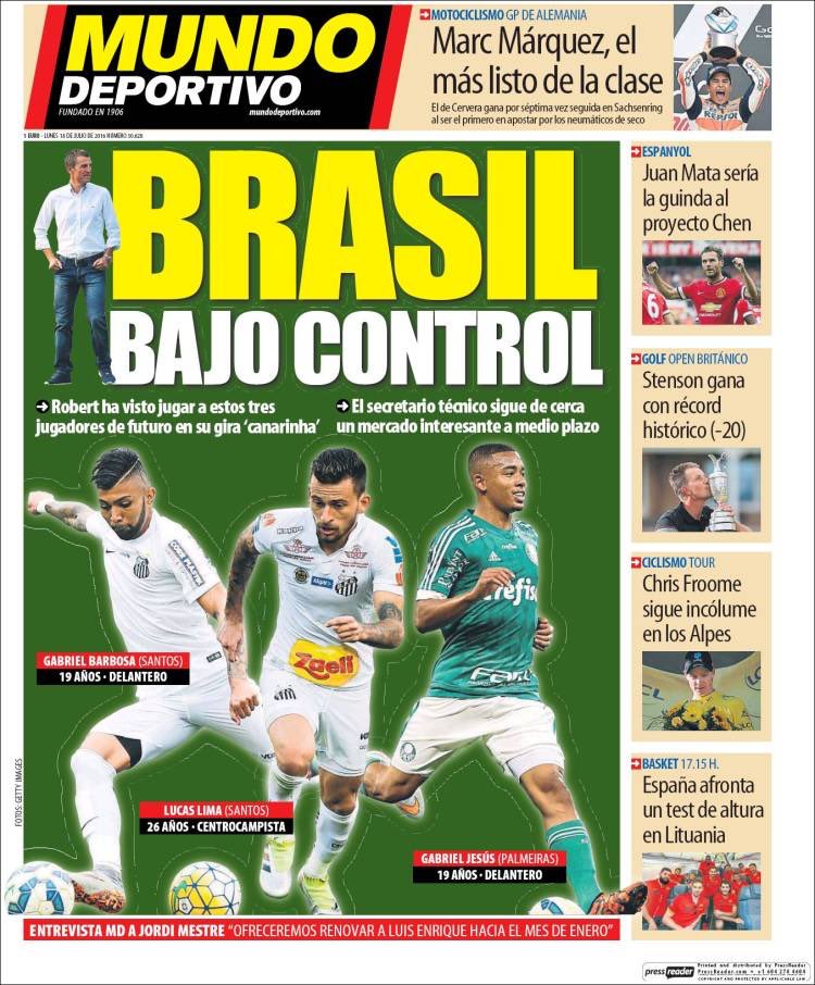 LaLiga's tweet photo. ¡Buenos días! 🗞🍩

Estas son las portadas de la prensa deportiva española este lunes 18 de julio. https://t.co/Xxkm0VN1fL