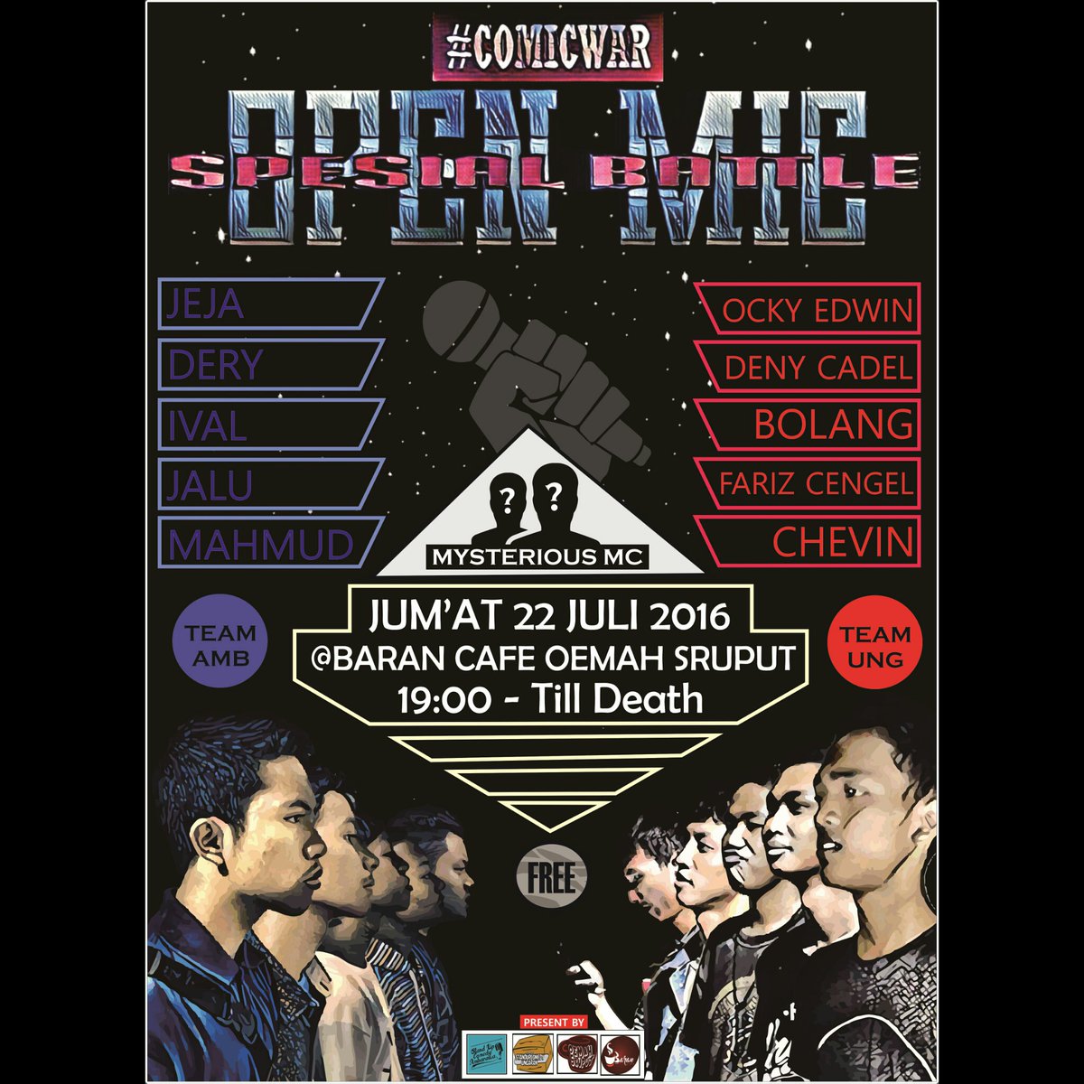 standupAMBARAWA's tweet photo. #COMICWAR #SpecialOpenmic #Battle
@standupAMBARAWA vs @StandUpIndoUNG
22-7-2016 di Oemah Sruput
Geratis !!!! https://t.co/eQlsn4KOkk