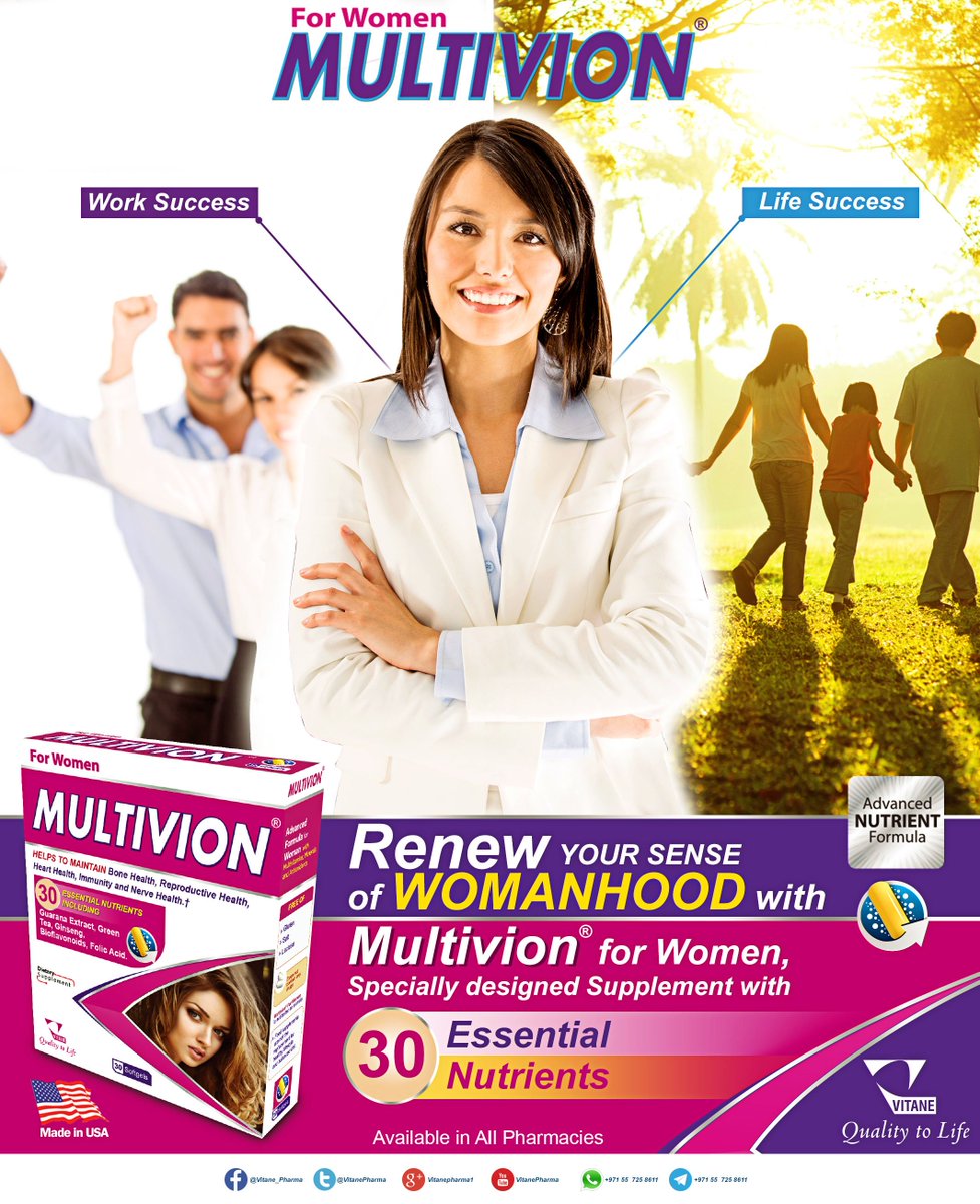 VitanePharma's tweet photo. #Renew your sense of #WOMANHOOD,#Multivion® for #Women, #Specially_designed #Supplement with 30 #Essential #Nutrient https://t.co/AdgmAOsxAG