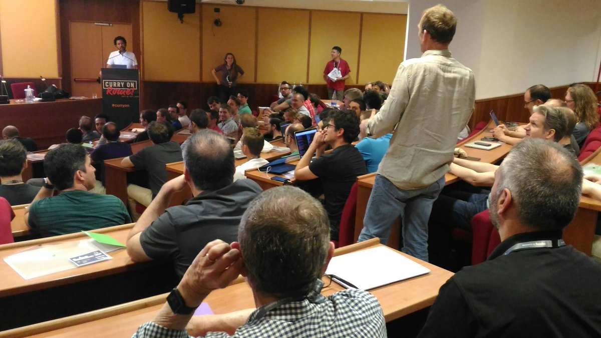 julbinb's tweet image. #CurryOn keynote, questions #ECOOP @ECOOPconf