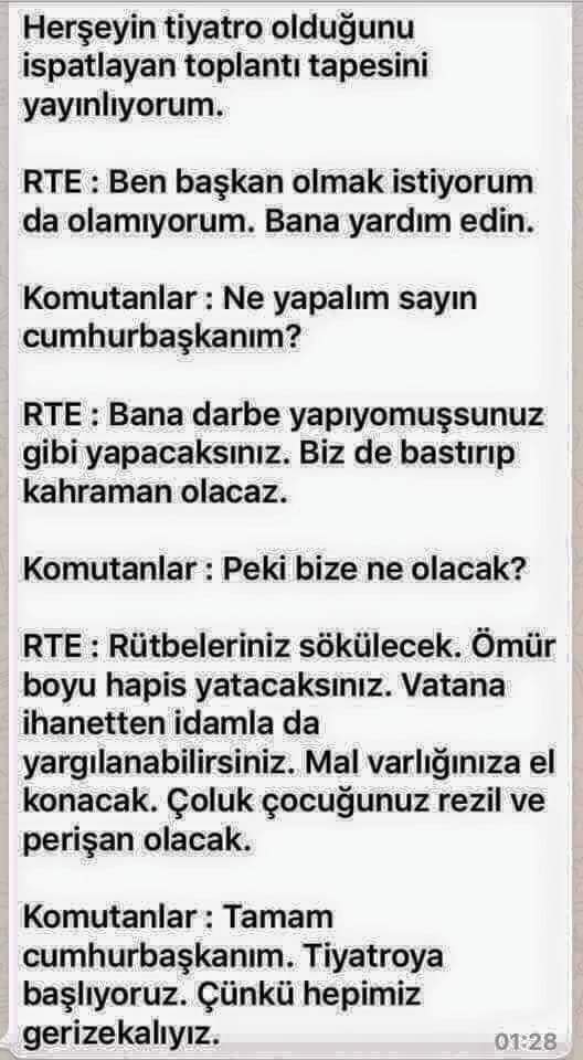 ZEK_Enes's tweet photo. Herkes okumalı. Herşeyin Tiyatro oldugunu ispatlayan TAPE ler (!) 

#MilletDestanYazıyor https://t.co/pcpOKUhieW