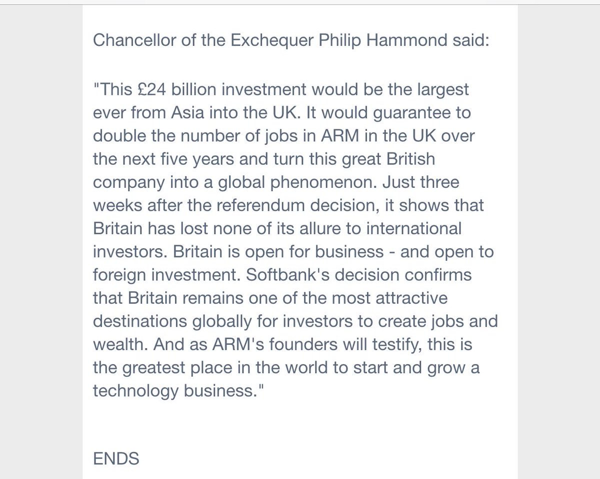 DKMatai's tweet photo. Must read: UK Chancellor/FinMin @PHammondMP on ARM acquisition "turn great British company into global phenomenon!" https://t.co/cfTrxDqeev