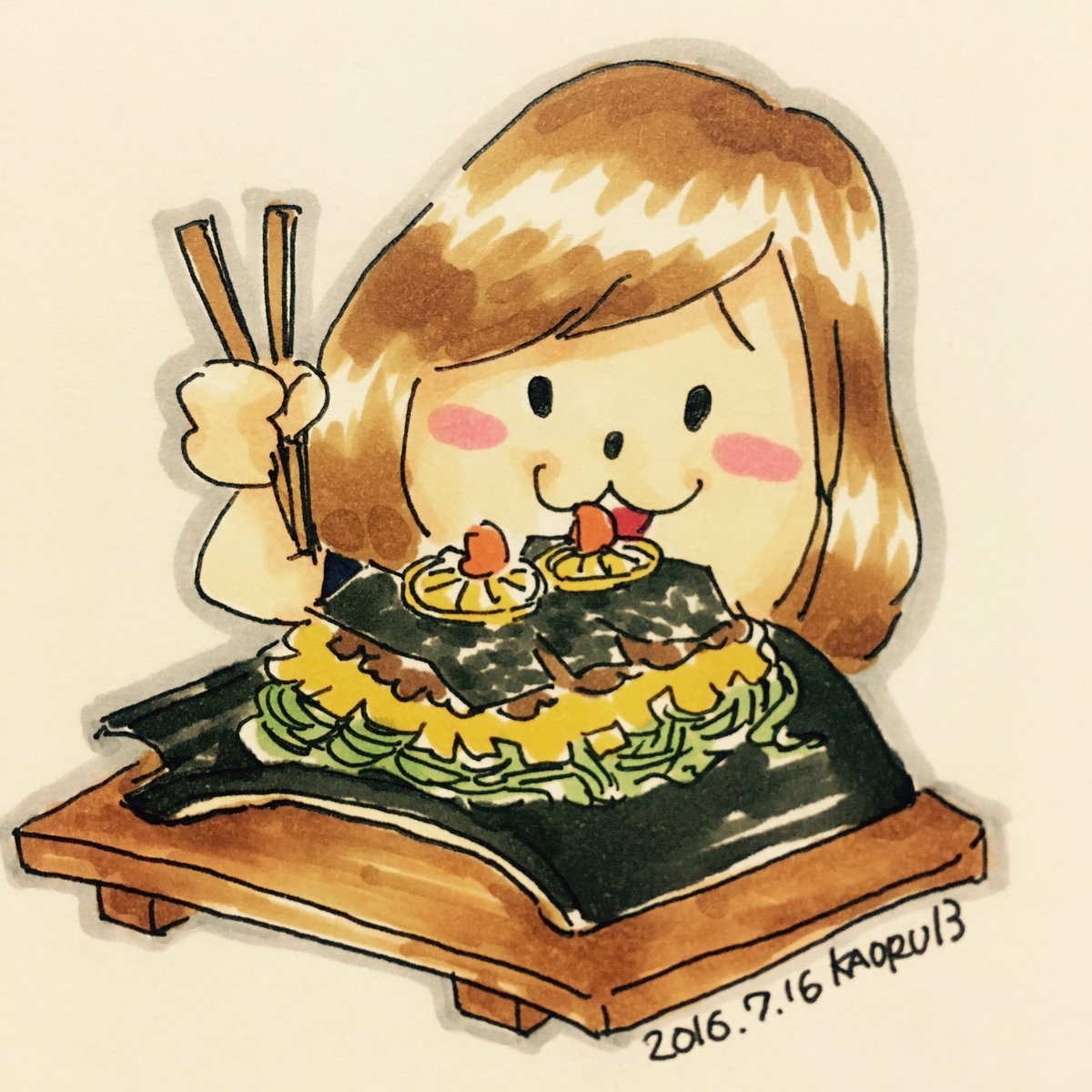 Kaoruuu13 るー 瓦そば食べてきた 山口ドライブ楽しかったー イラスト 瓦そば たかせ Kaoruuu13 T Co Tpgspsgz4p Twitter
