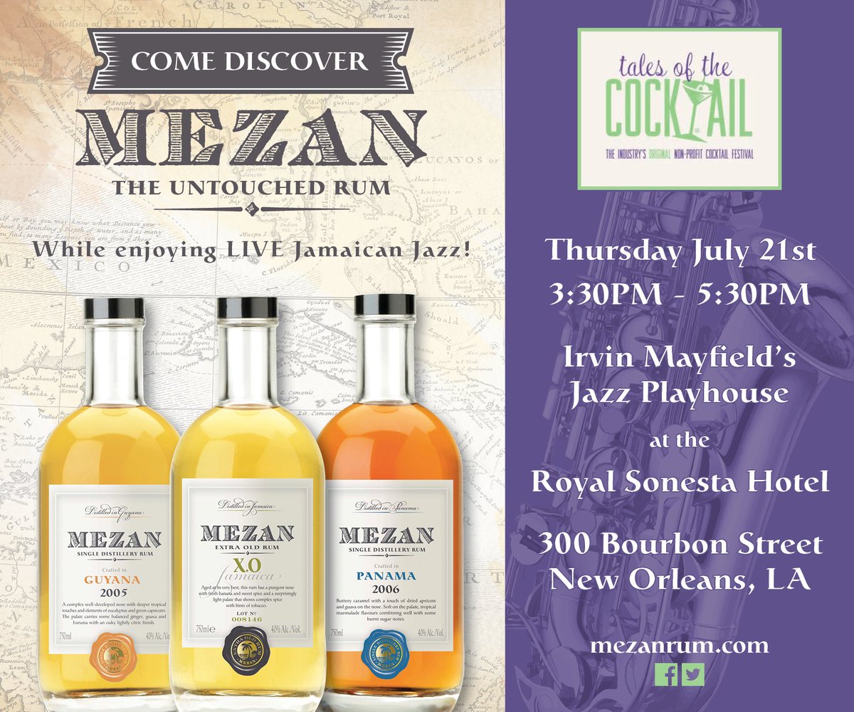 Ready for #TOTC! Join us for some live jazz while sipping award-winning Mezan #UntouchedRum with @WarrenBobrow1