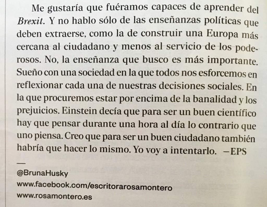 carinaszpilka (@carinaszpilka) on Twitter photo Como me gustó <a href="/BrunaHusky/">Rosa Montero</a> en El País de ayer, particularmente con este final. Si, deberíamos hacer caso a Einstein Como me gustó <a href="/BrunaHusky/">Rosa Montero</a> en El País de ayer, particularmente con este final. Si, deberíamos hacer caso a Einstein