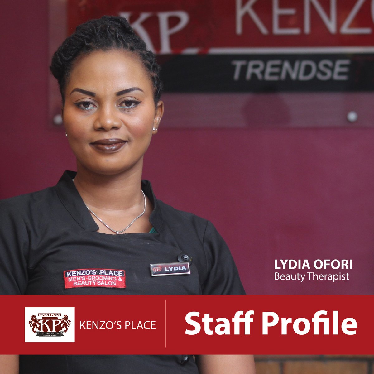 KenzosPlace's tweet photo. Meet Lydia Ofori, 
one of our able Beauty Therapists https://t.co/DglzPHo5Mn